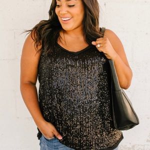 You Glow Girl Sequin Cami In Black